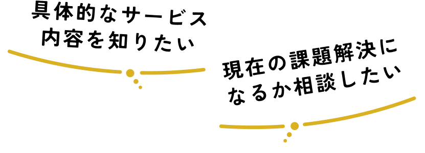 具体的なサービズ内容を知りたい 現在の課題解決になるか相談したい